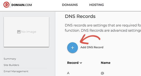 Editing DNS settings for your domain name