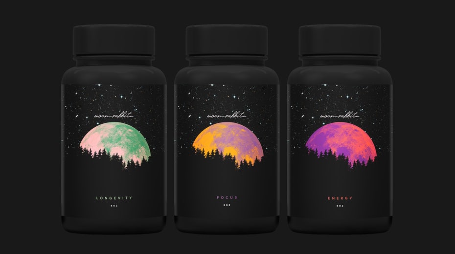 Label design for herbal product with varying color schemes