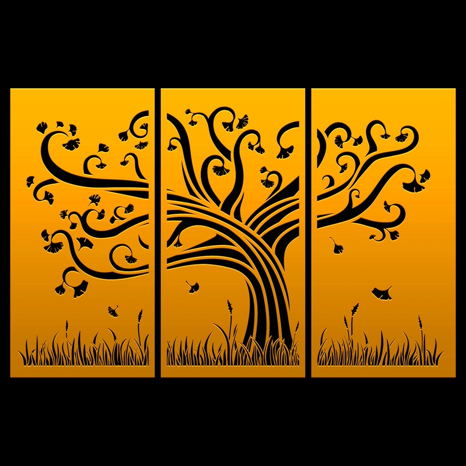 ginkgo tree on panels