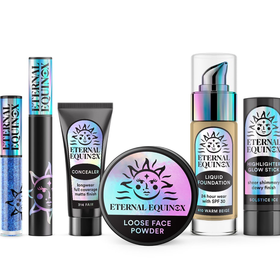 Packaging design trends 2020 example: Eternal Equinox Cosmetics holographic packaging