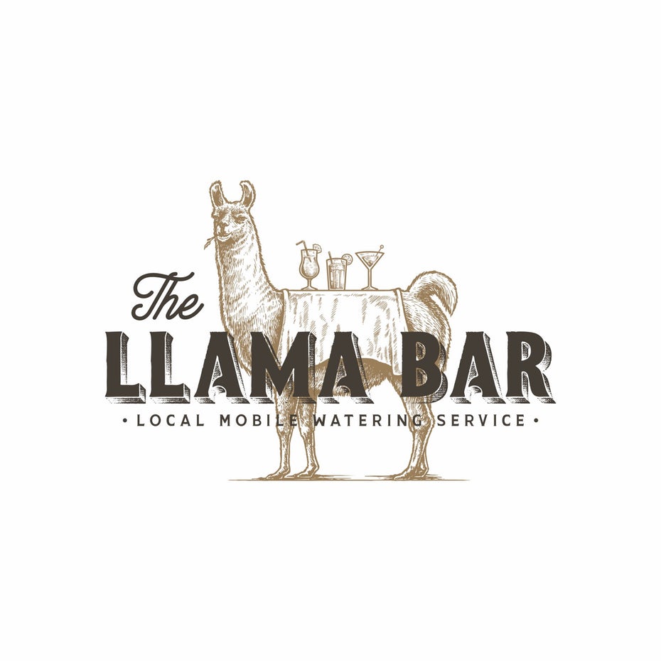vintage llama logo for restaurant and bar