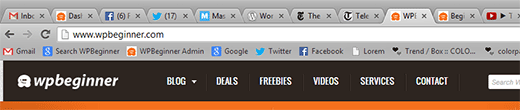 Favicons displayed in browser tabs