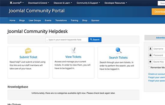 Joomla support forum