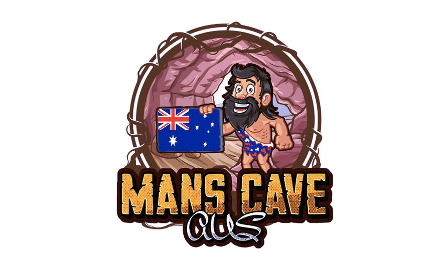 bad logo design of Mans Cave AUS