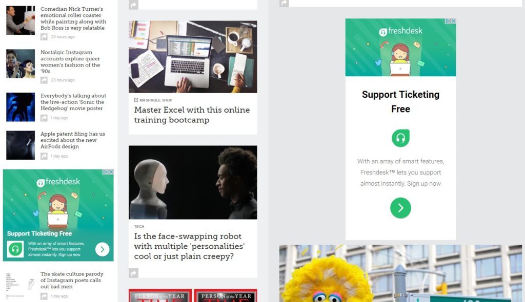 ad blockers disabled on Mashable