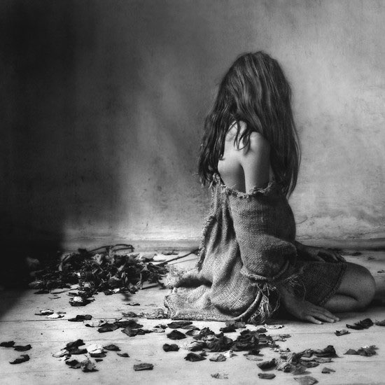 black and white sad woman photo