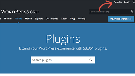 Register for free WordPress.org account