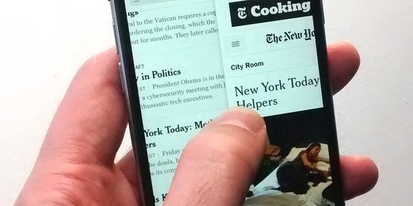 New York Times app swiping