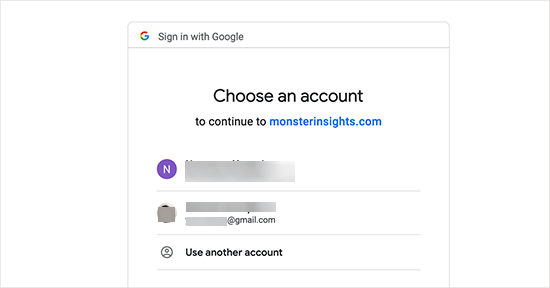 Sign in or select a Google account to continue
